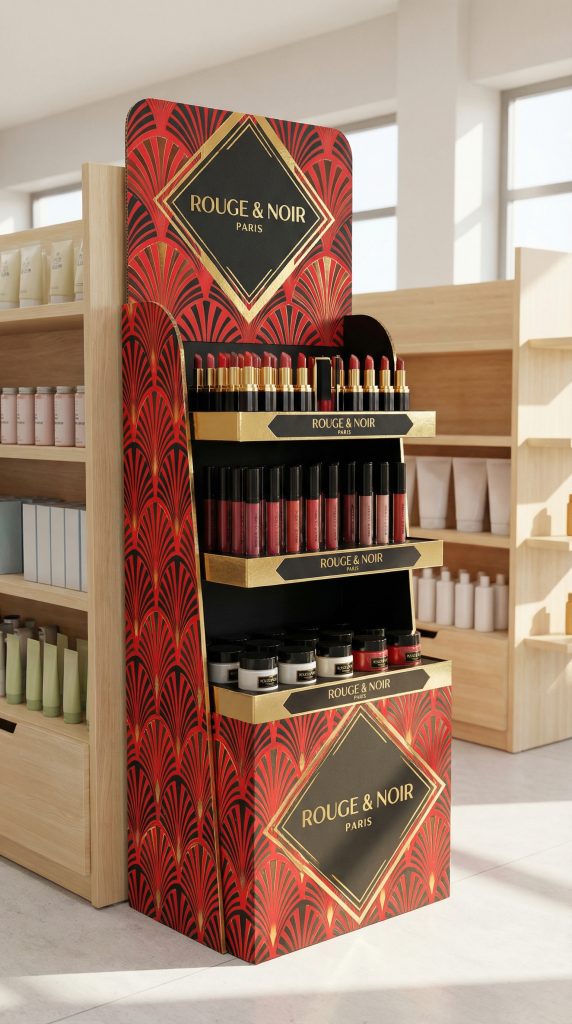 cardboard pos display stand luxury cosmetics portrait